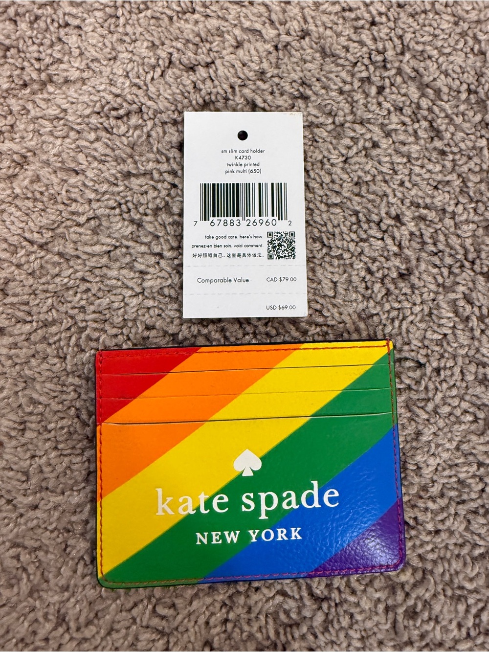 🌈 Kate Spade New York Pride Rainbow Stripe Slim Card Holder
